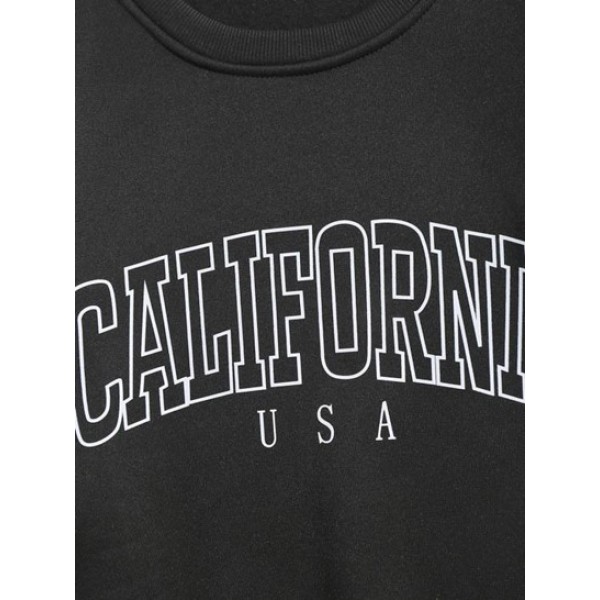 Streetwear California Contrasting Letter Fleece-lined Crewneck Vintage Sweatshirt Streetwear California Contrasting Letter Fleece-lined Crewneck Vintage Sweatshirt