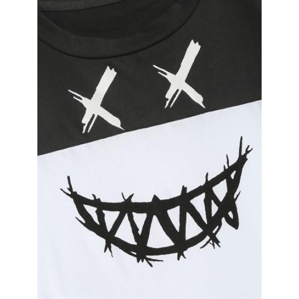 Cartoon Face Print Contrast T-shirt Cartoon Face Print Contrast T-shirt