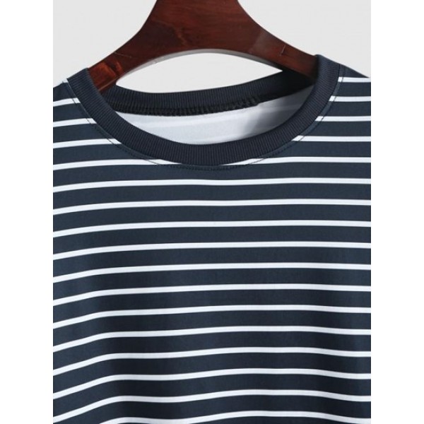 Striped Pattern Casual Long Sleeve T-shirt Striped Pattern Casual Long Sleeve T-shirt