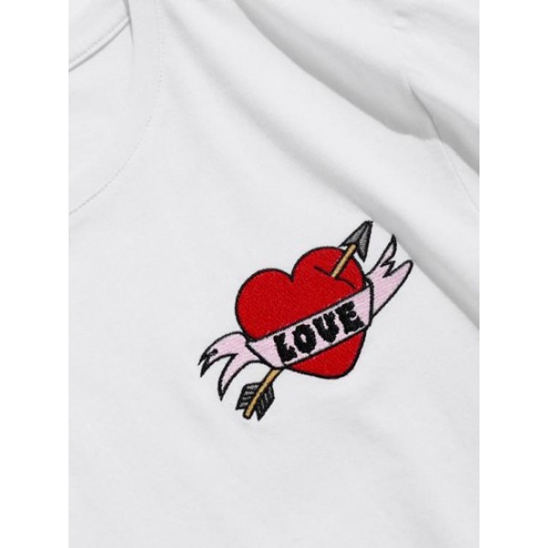 Heart Arrow Letter Embroidered Basic T-shirt Heart Arrow Letter Embroidered Basic T-shirt