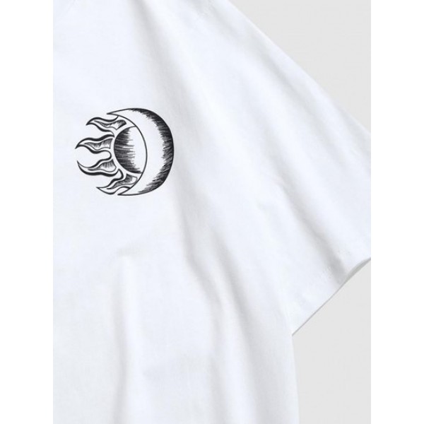 Celestial Sun Moon Print Short Sleeve T-shirt Celestial Sun Moon Print Short Sleeve T-shirt