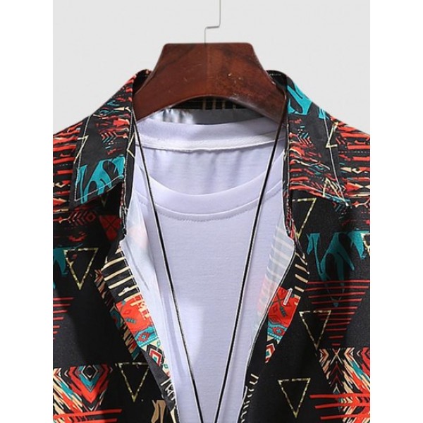 Triangle Print Short Sleeve Button Casual Shirt Triangle Print Short Sleeve Button Casual Shirt