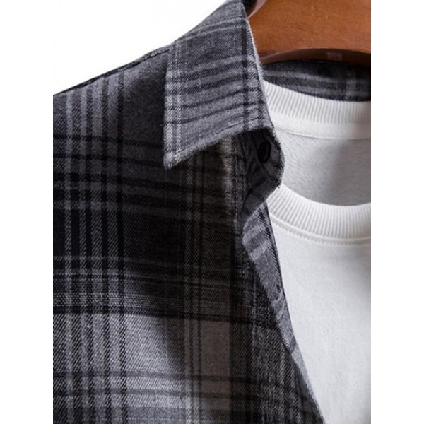 Plaid Front Pocket Button Up Shirt Plaid Front Pocket Button Up Shirt