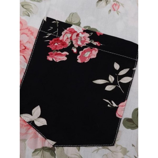 Half And Half Floral Print Short Sleeves Shirt Half And Half Floral Print Short Sleeves Shirt
