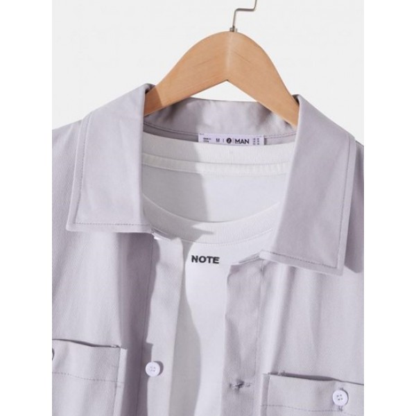 Solid Color Pockets Casual Cargo Shirt Solid Color Pockets Casual Cargo Shirt