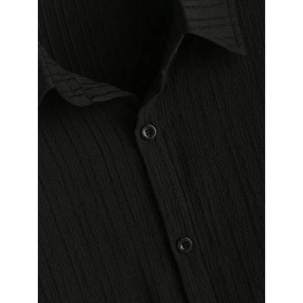 Long Sleeves Solid Color Textured Shirt Long Sleeves Solid Color Textured Shirt