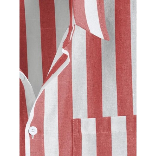 Colorblock Vertical Stripe Office Shirt