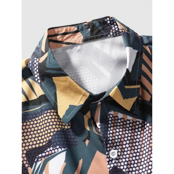 Irregular Pattern Print Short Sleeve Shirt Irregular Pattern Print Short Sleeve Shirt