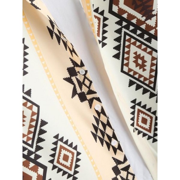 Ethnic Aztec Print Button Up Shirt Ethnic Aztec Print Button Up Shirt