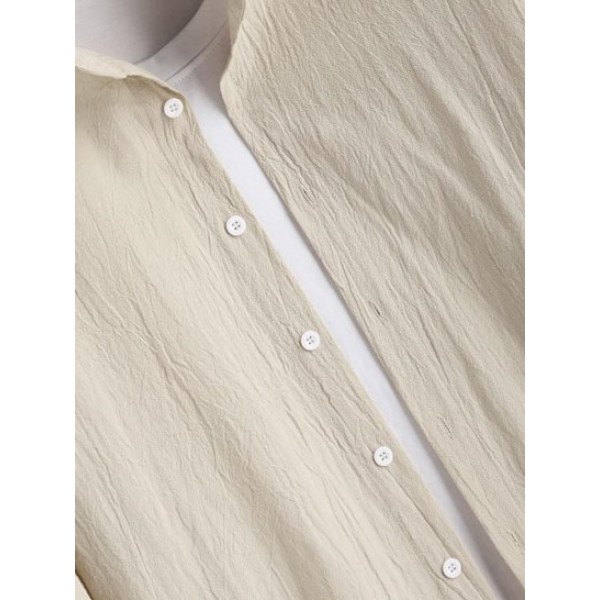 Neutral Color Casual Button Up Shirt Neutral Color Casual Button Up Shirt