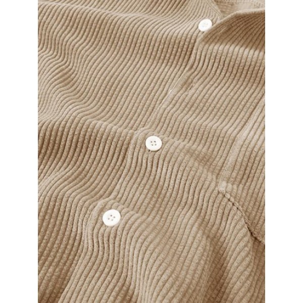 Corduroy Solid Color Casual Short Sleeves Shirt Corduroy Solid Color Casual Short Sleeves Shirt