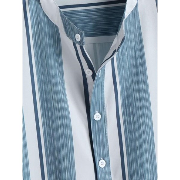 Half Button Irregular Striped Shirt Half Button Irregular Striped Shirt