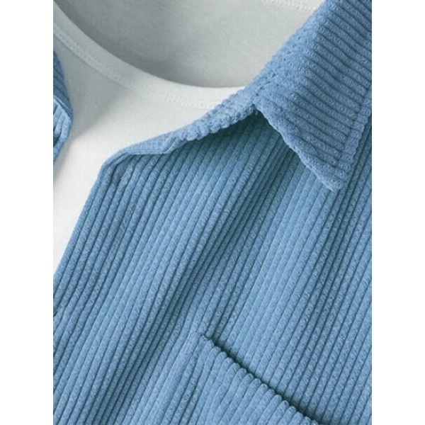 Solid Color Corduroy Long Sleeves Shirt Solid Color Corduroy Long Sleeves Shirt