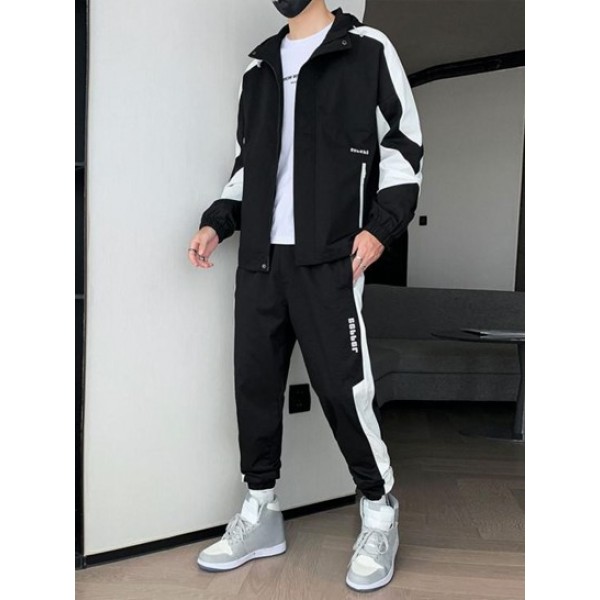 Two Tone Hooded Zip Pocket Jacket Two Tone Hooded Zip Pocket Jacket