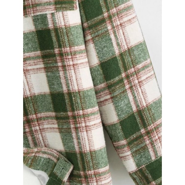 Plaid Pocket Button Up Wool Jacket Plaid Pocket Button Up Wool Jacket