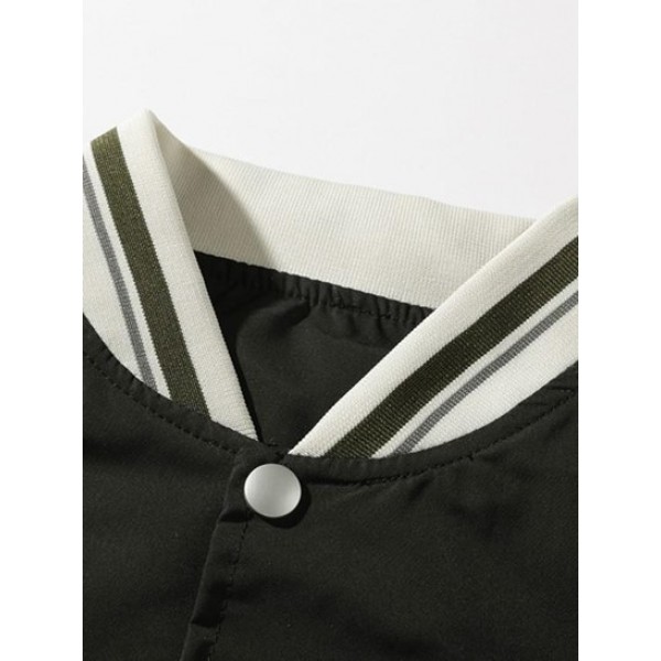LOS ANGELES Embroidery Raglan Sleeves Baseball Jacket LOS ANGELES Embroidery Raglan Sleeves Baseball Jacket