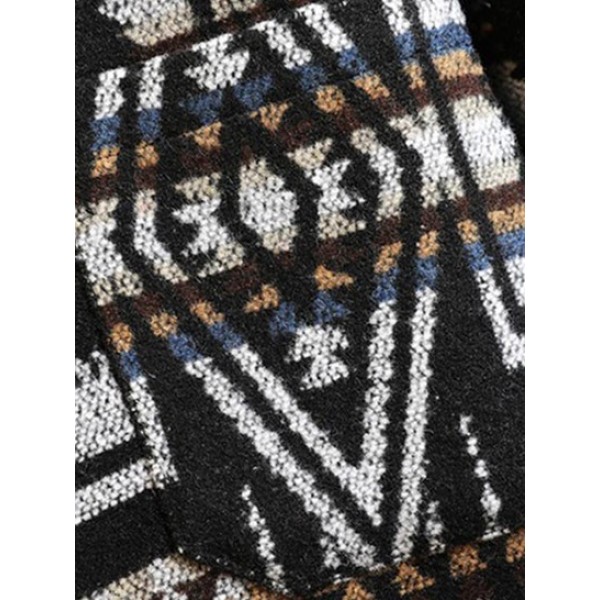 Wool Blend Ethnic Aztec Printed Pocket Vintage Shirt Jacket Wool Blend Ethnic Aztec Printed Pocket Vintage Shirt Jacket