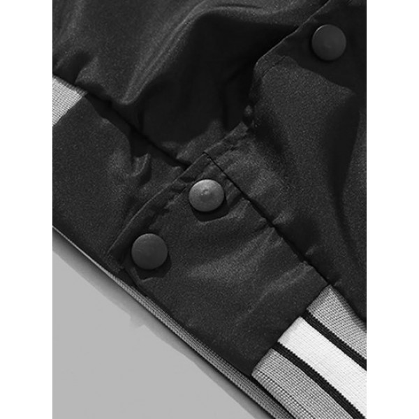 Colorblock Letter Embroidered Baseball Varsity Jacket Colorblock Letter Embroidered Baseball Varsity Jacket