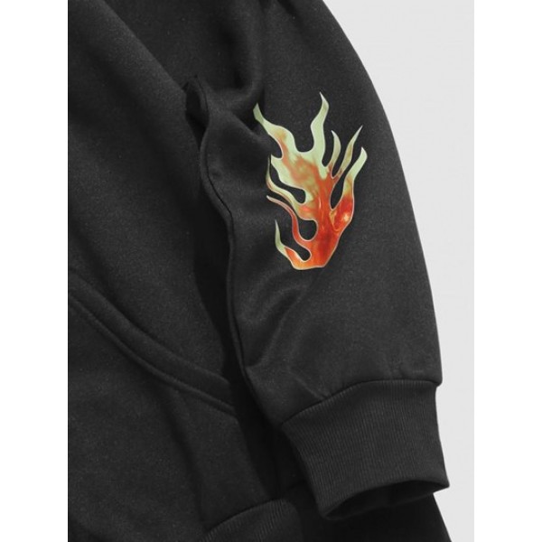 Streetwear Flame Car Graphic Fleece-lined Streetwear Hoodie Streetwear Flame Car Graphic Fleece-lined Streetwear Hoodie