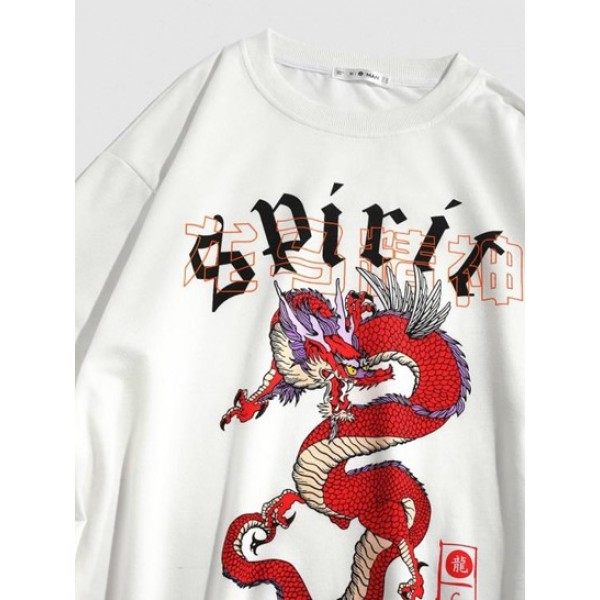 Streetwear Dragon Spirit Print Graphic Sweatshirt Streetwear Dragon Spirit Print Graphic Sweatshirt