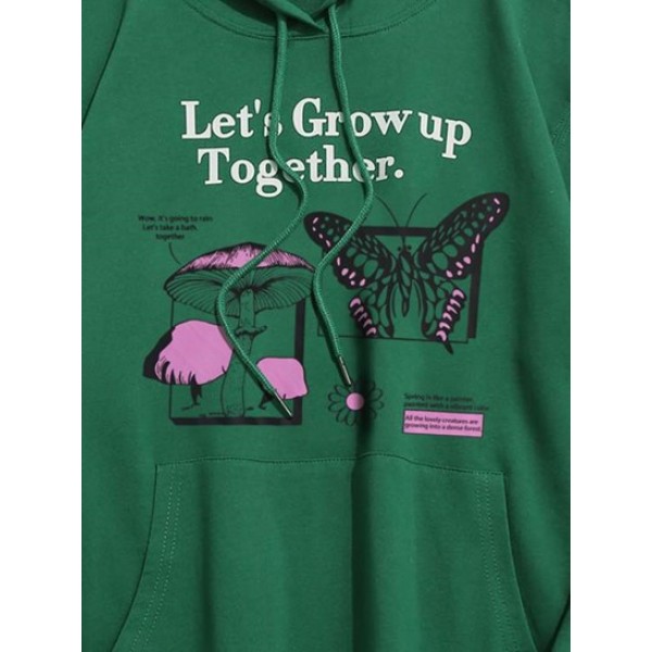 Streetwear Y2K Aesthetic Mushroom Butterfly Print Graphic Vintage Hoodie Streetwear Y2K Aesthetic Mushroom Butterfly Print Graphic Vintage Hoodie