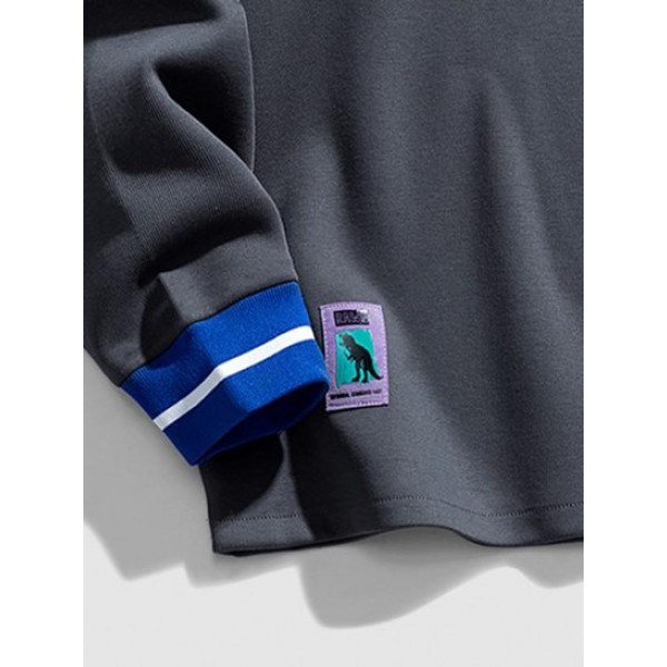 Blokecore Letter Graphic Stripes Panel Polo Sweatshirt Blokecore Letter Graphic Stripes Panel Polo Sweatshirt