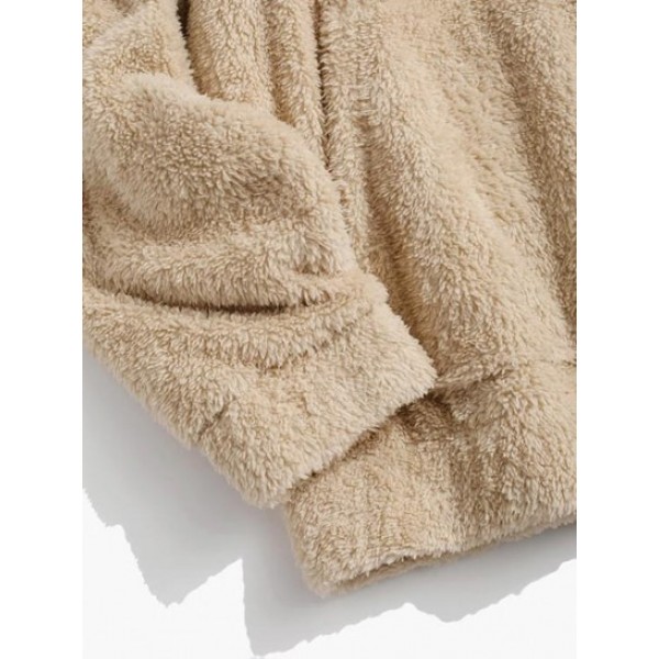 Solid Front Pocket Fluffy Fleece Hoodie And Pants Two Piece Set Solid Front Pocket Fluffy Fleece Hoodie And Pants Two Piece Set