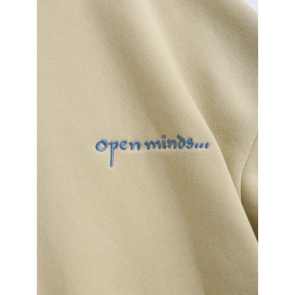 Letter Embroidery Half Zip Fleece Lining Sweatshirt Letter Embroidery Half Zip Fleece Lining Sweatshirt