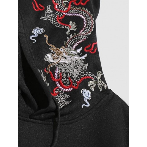 Dragon Embroidery Chinoiserie Y2K Aesthetic Hoodie Dragon Embroidery Chinoiserie Y2K Aesthetic Hoodie