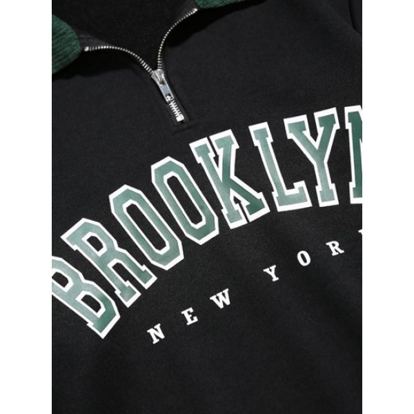 BROOKLYN NEW YORK Half Zip Corduroy Sweatshirt BROOKLYN NEW YORK Half Zip Corduroy Sweatshirt