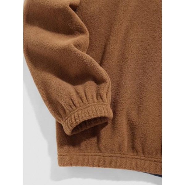 Colorblock Geometric Embroidery Fluffy Polar Fleece Sweatshirt Colorblock Geometric Embroidery Fluffy Polar Fleece Sweatshirt