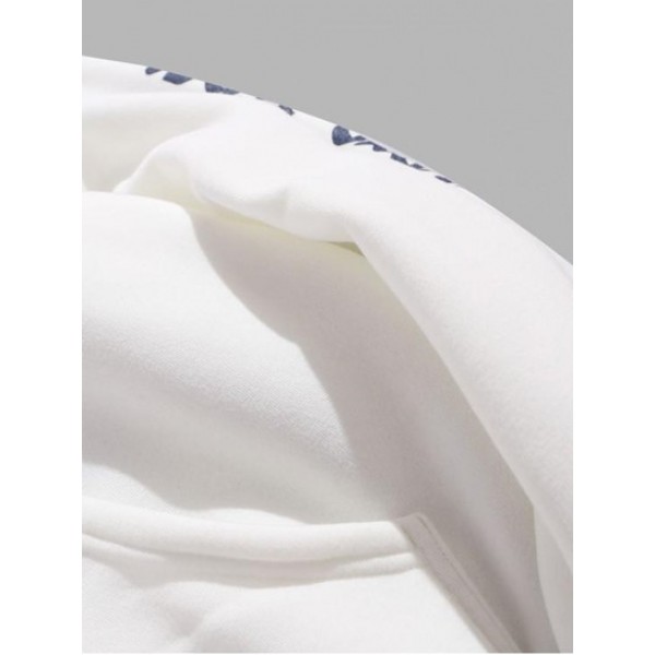 Rose Letter Fleece Kangaroo Pocket Pullover Hoodie Rose Letter Fleece Kangaroo Pocket Pullover Hoodie