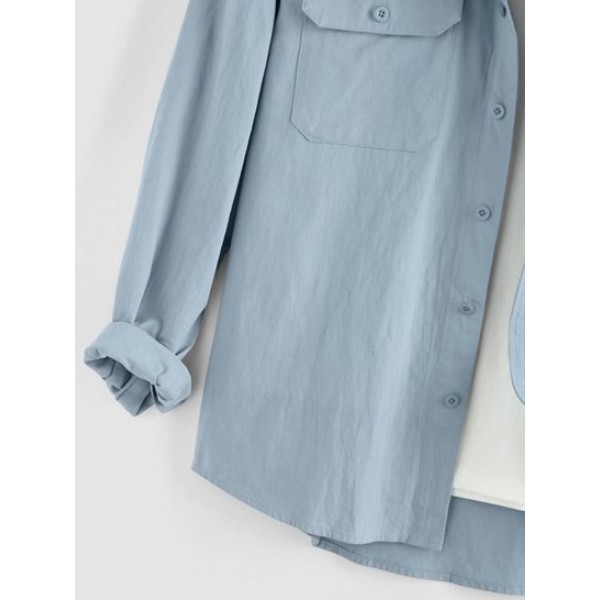 Letters Graphic Embroidered Double Pockets Shirt Letters Graphic Embroidered Double Pockets Shirt