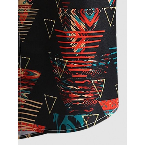 Triangle Print Short Sleeve Button Casual Shirt Triangle Print Short Sleeve Button Casual Shirt