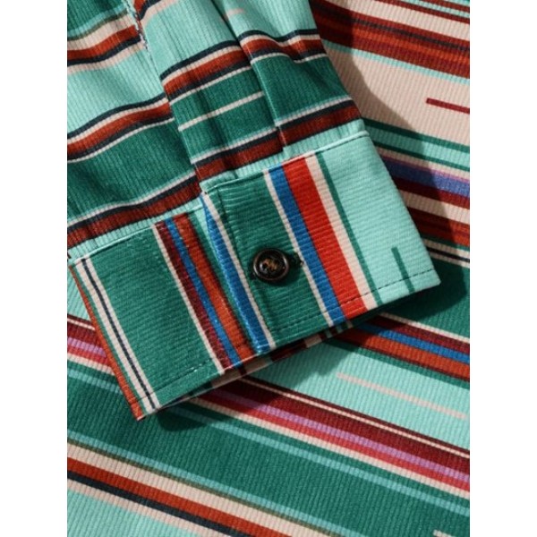 Flap Pockets Stripes Cargo Shirt Flap Pockets Stripes Cargo Shirt