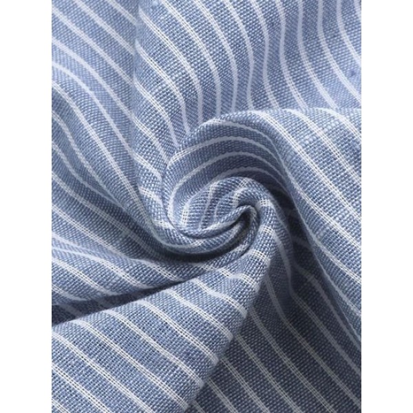 Striped Print Half Button Kurta Long Sleeve Shirt Striped Print Half Button Kurta Long Sleeve Shirt