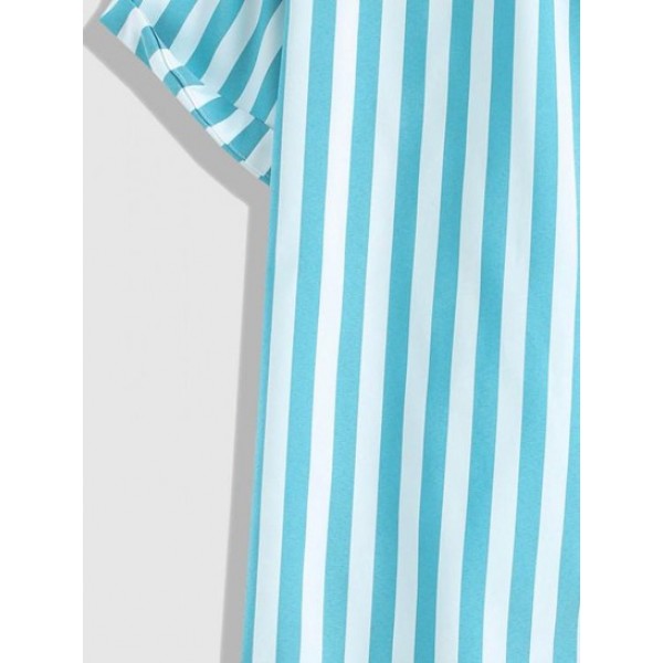 Button Up Short Sleeve Vertical Stripe Shirt Button Up Short Sleeve Vertical Stripe Shirt