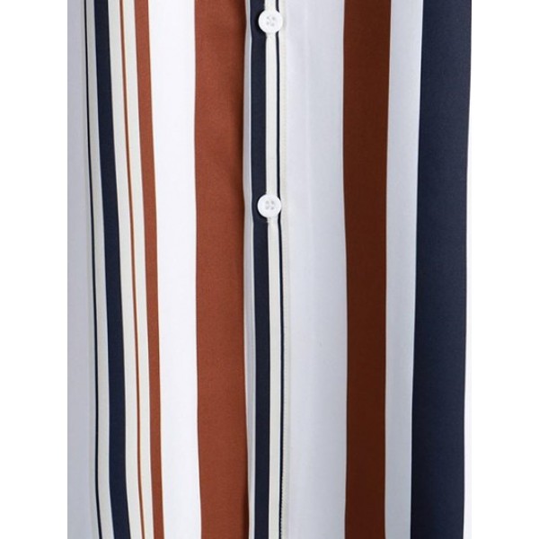Vertical Mixed Stripes Button Up Shirt Vertical Mixed Stripes Button Up Shirt