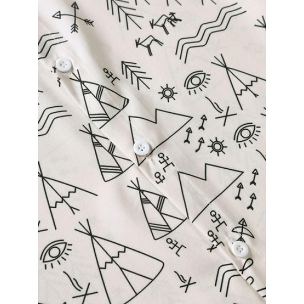 Geometric Figure Pattern Short Sleeves Shirt Geometric Figure Pattern Short Sleeves Shirt