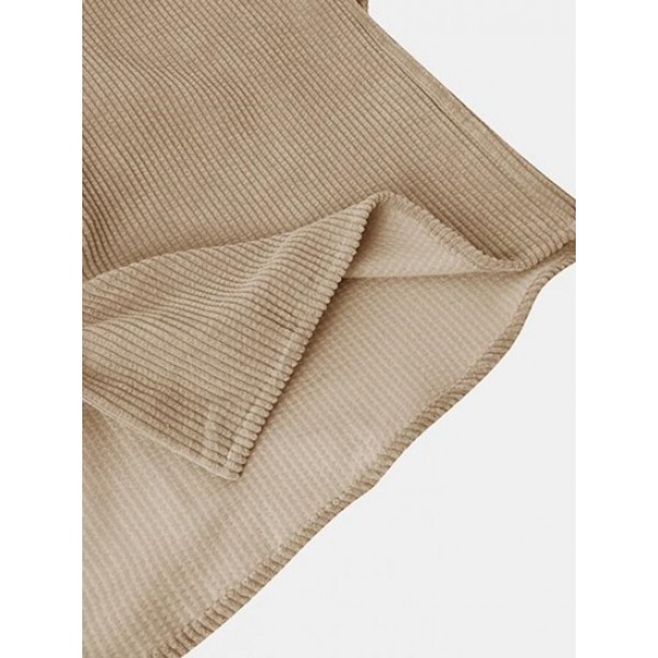 Corduroy Solid Color Casual Short Sleeves Shirt Corduroy Solid Color Casual Short Sleeves Shirt
